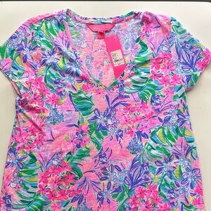 Lilly Pulitzer Disney Parks Etta V-Neck Top, Multi Disney Dreamin - Small